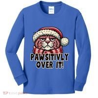 Pawsitively Over It Funny Grumpy Cat Christmas Great Gift Kids Long Sleeve Shirt thumb 0