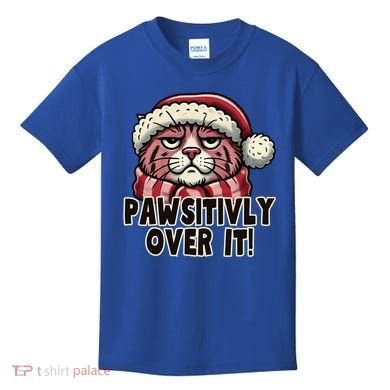 Pawsitively Over It Funny Grumpy Cat Christmas Great Gift Kids T-Shirt