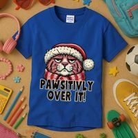 Pawsitively Over It Funny Grumpy Cat Christmas Great Gift Kids T-Shirt thumb 3