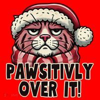 Pawsitively Over It Funny Grumpy Cat Christmas Great Gift Santa Hat thumb 1
