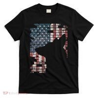 Police Officer K9 Dog Shep Pd American Flag Silhouette T-Shirt thumb 0