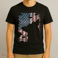 Police Officer K9 Dog Shep Pd American Flag Silhouette T-Shirt thumb 3