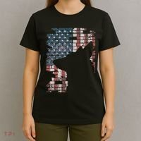 Police Officer K9 Dog Shep Pd American Flag Silhouette T-Shirt thumb 4