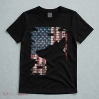 Police Officer K9 Dog Shep Pd American Flag Silhouette T-Shirt thumb 5