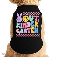 Peace Out Kindergarten Graduation Smile Face Last Day Doggie Tank thumb 0