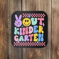 Peace Out Kindergarten Graduation Smile Face Last Day Coaster thumb 0