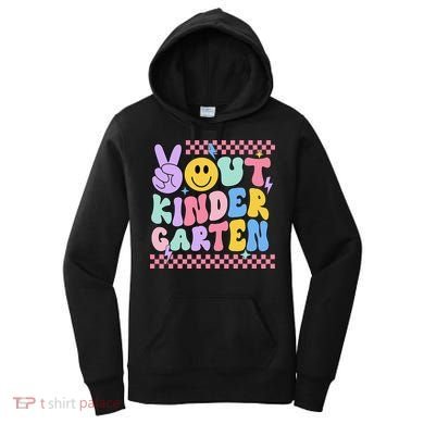 Peace Out Kindergarten Graduation Smile Face Last Day Women's Hoodie