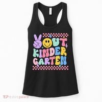 Peace Out Kindergarten Graduation Smile Face Last Day Women's Tank Top thumb 0