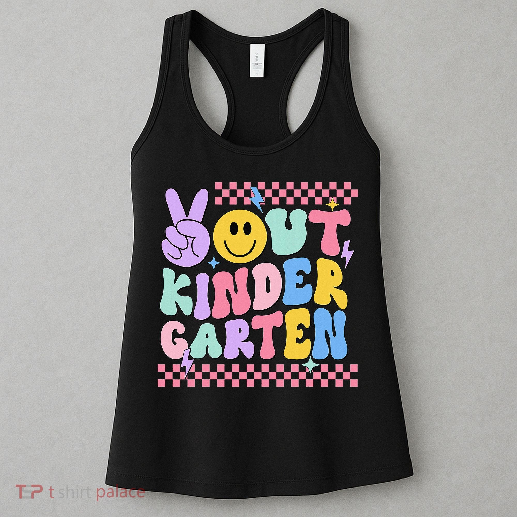Peace Out Kindergarten Graduation Smile Face Last Day Women's Tank Top