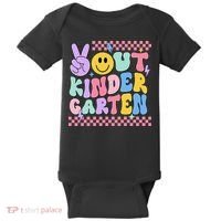 Peace Out Kindergarten Graduation Smile Face Last Day Baby Bodysuit thumb 0