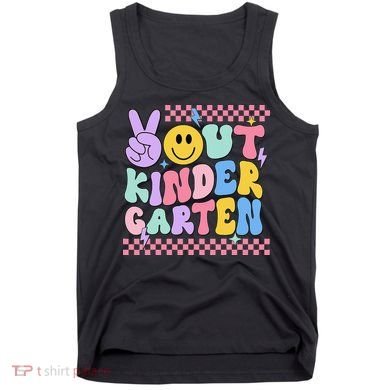 Peace Out Kindergarten Graduation Smile Face Last Day Tank Top