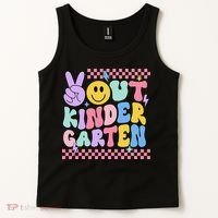 Peace Out Kindergarten Graduation Smile Face Last Day Tank Top thumb 2