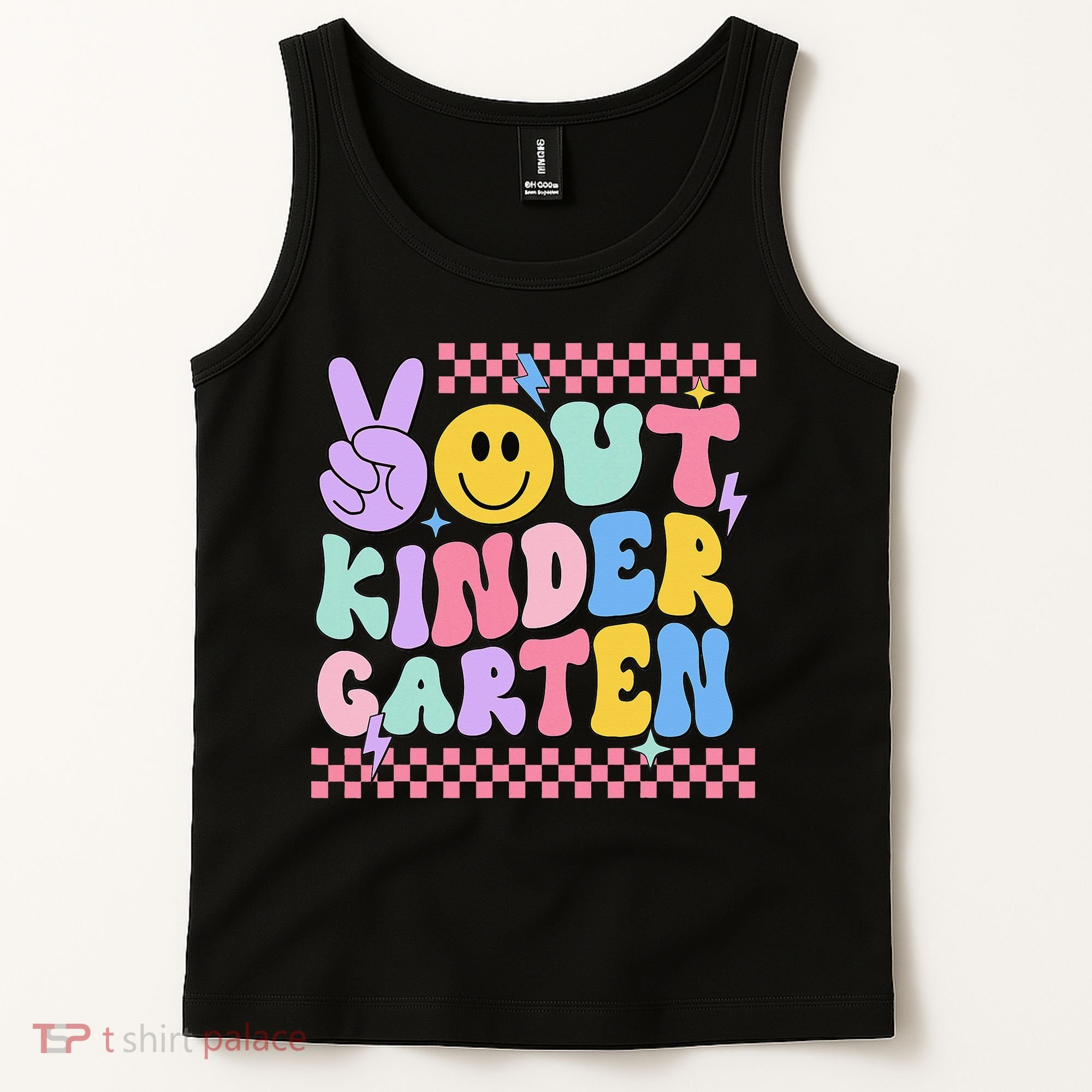 Peace Out Kindergarten Graduation Smile Face Last Day Tank Top