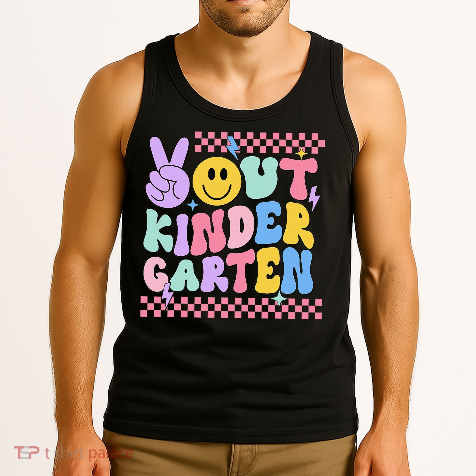 Peace Out Kindergarten Graduation Smile Face Last Day Tank Top