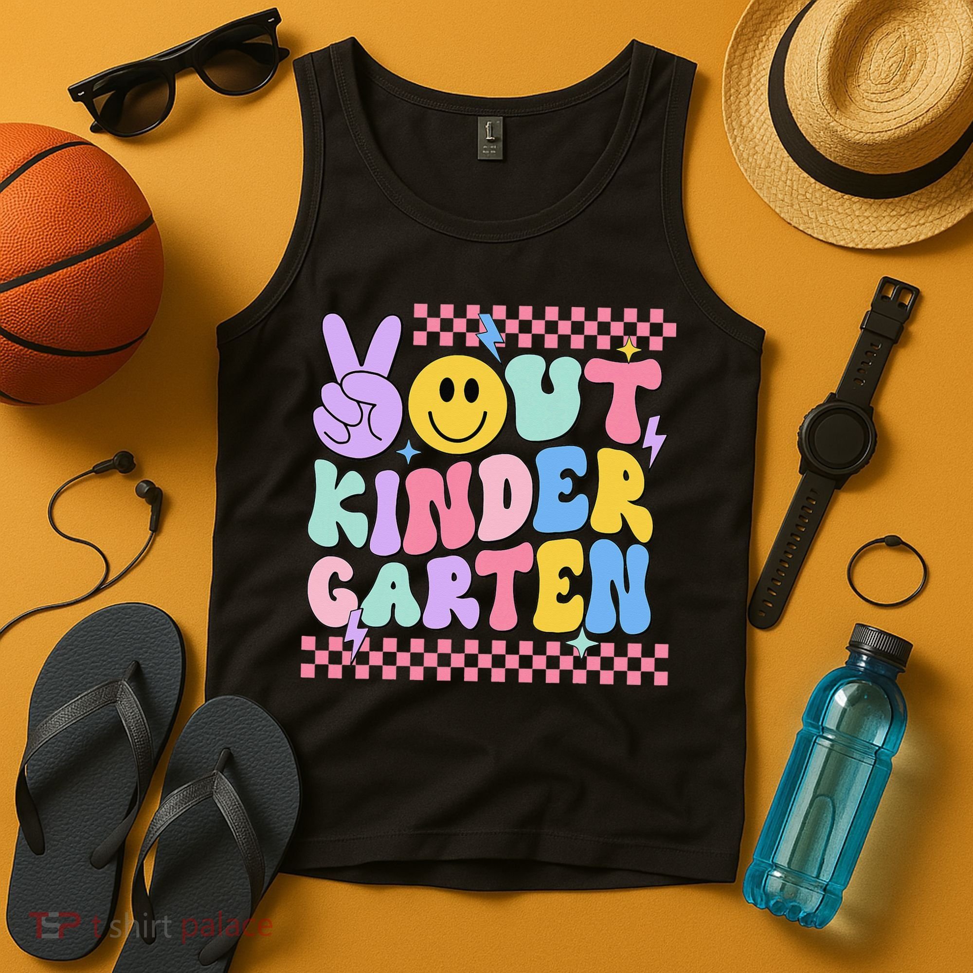 Peace Out Kindergarten Graduation Smile Face Last Day Tank Top