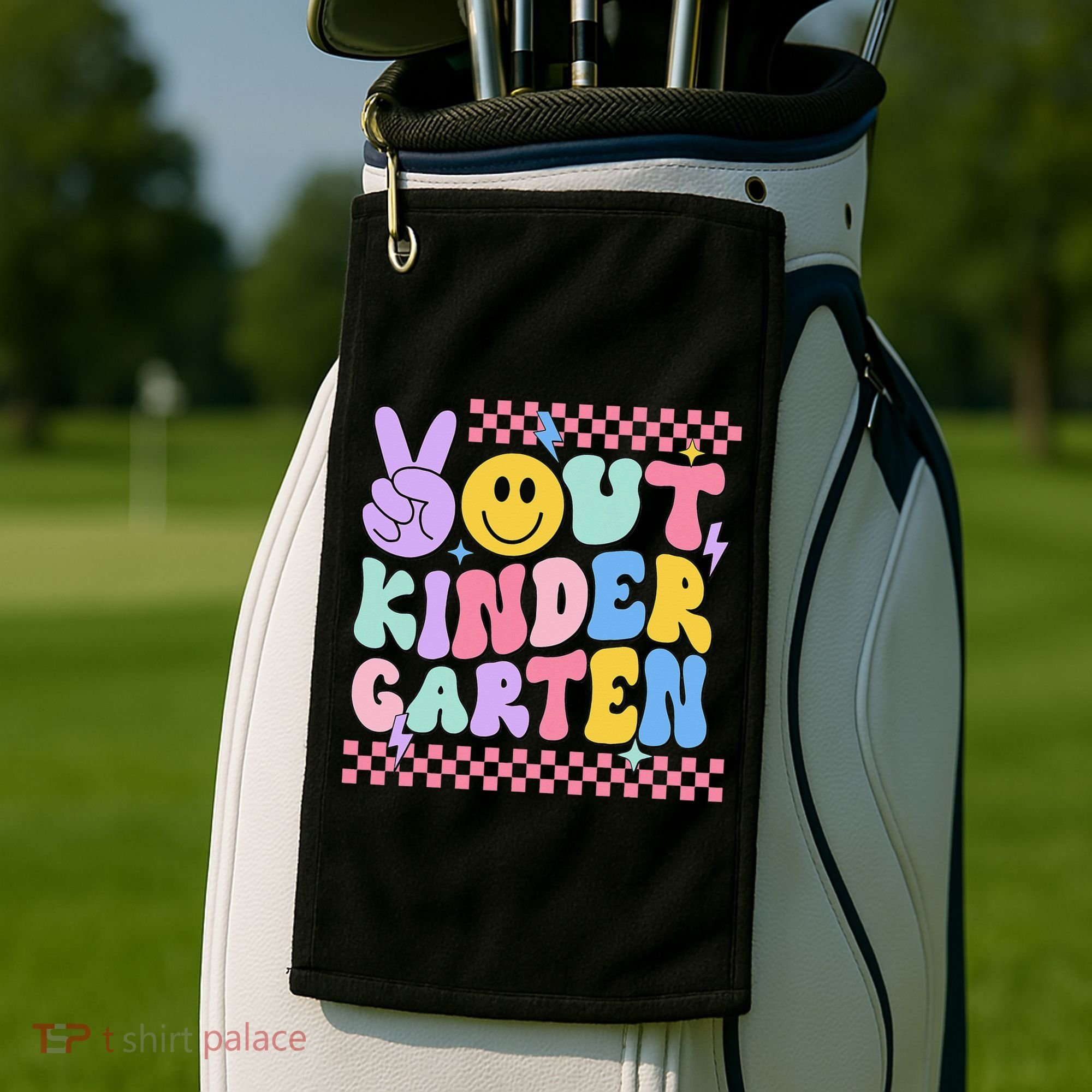 Peace Out Kindergarten Graduation Smile Face Last Day Golf Towel
