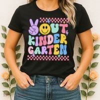 Peace Out Kindergarten Graduation Smile Face Last Day Women's T-Shirt thumb 2