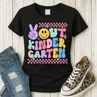 Peace Out Kindergarten Graduation Smile Face Last Day Women's T-Shirt thumb 3