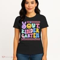 Peace Out Kindergarten Graduation Smile Face Last Day Women's T-Shirt thumb 4