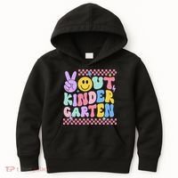 Peace Out Kindergarten Graduation Smile Face Last Day Kids Hoodie thumb 0