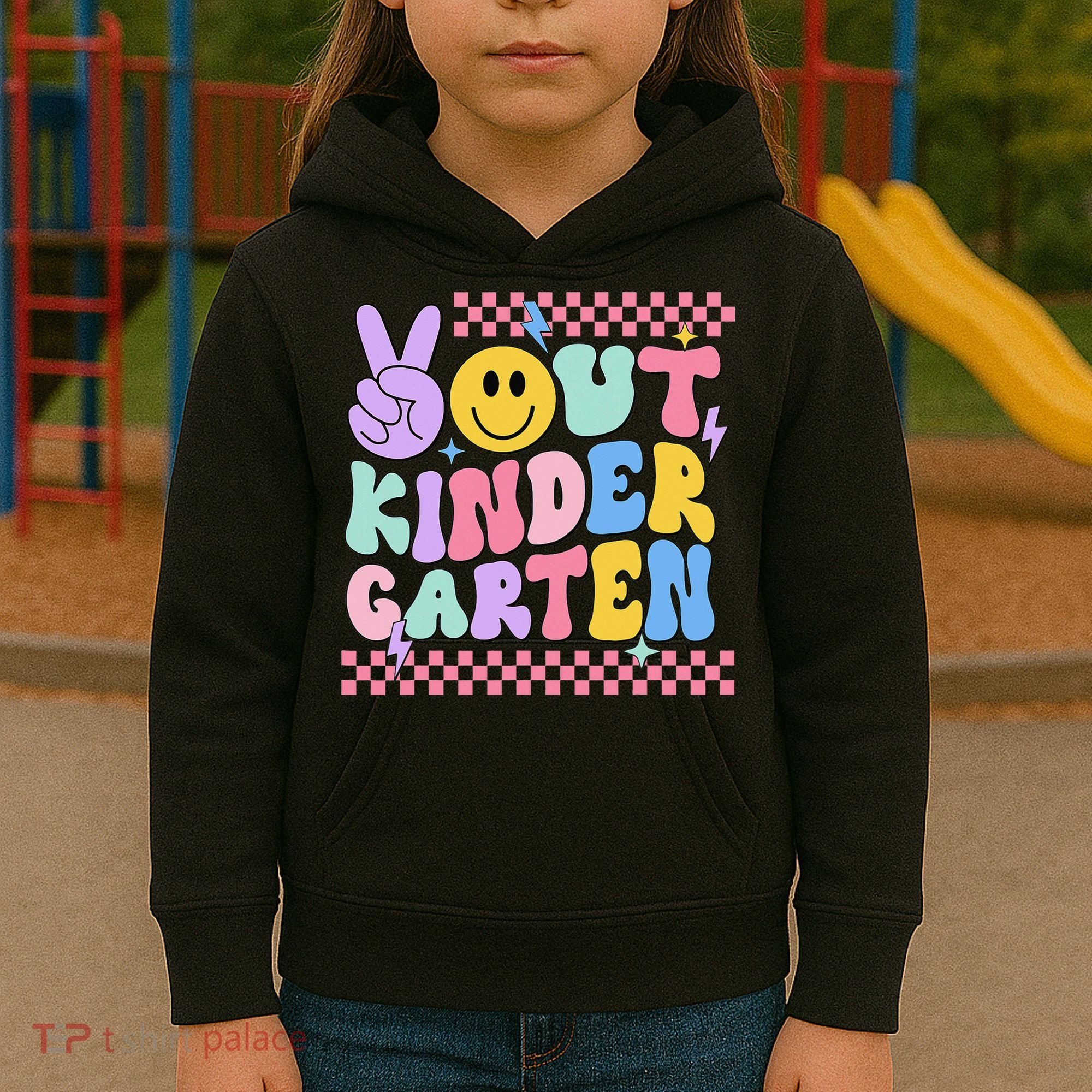 Peace Out Kindergarten Graduation Smile Face Last Day Kids Hoodie