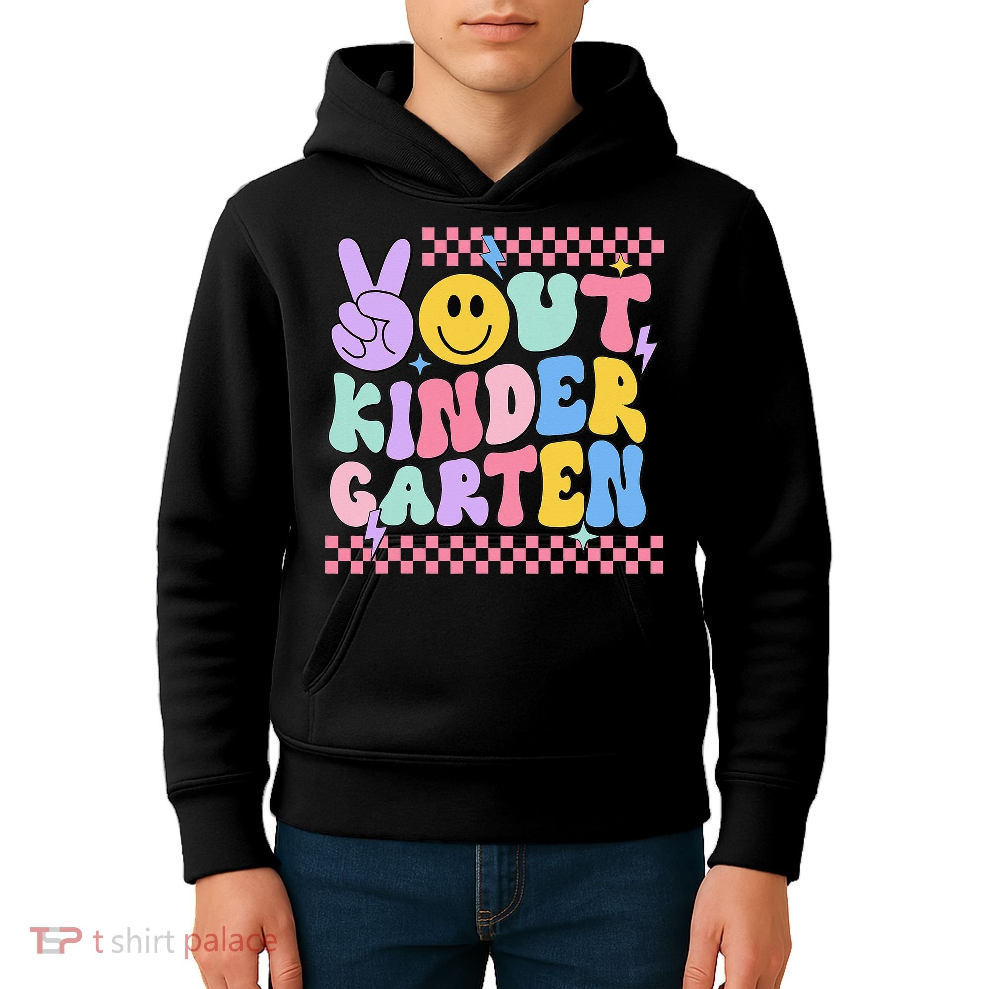Peace Out Kindergarten Graduation Smile Face Last Day Kids Hoodie