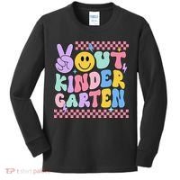 Peace Out Kindergarten Graduation Smile Face Last Day Kids Long Sleeve Shirt thumb 0