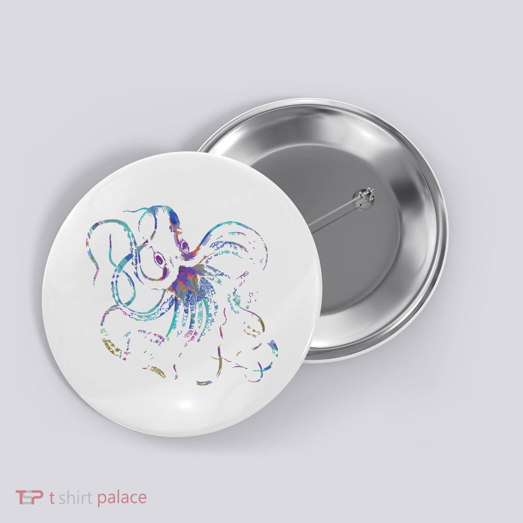 Psychedelic Octopus Kraken Button