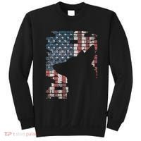 Police Officer K9 Dog Shep PD American Flag Silhouette Print Sweatshirt thumb 0