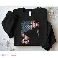 Police Officer K9 Dog Shep PD American Flag Silhouette Print Sweatshirt thumb 2