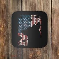 Police Officer K9 Dog Shep PD American Flag Silhouette Print Coaster thumb 0