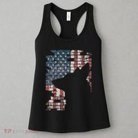 Police Officer K9 Dog Shep PD American Flag Silhouette Print Women's Tank Top thumb 3