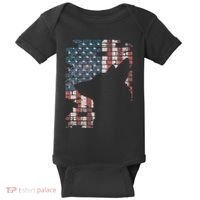 Police Officer K9 Dog Shep PD American Flag Silhouette Print Baby Bodysuit thumb 0