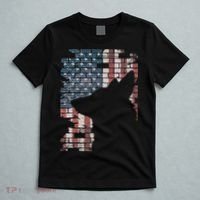 Police Officer K9 Dog Shep PD American Flag Silhouette Print T-Shirt thumb 5