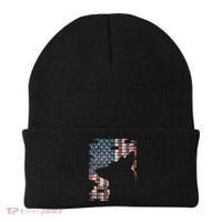 Police Officer K9 Dog Shep PD American Flag Silhouette Print Beanie thumb 0