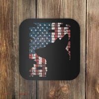 Police Officer K9 Dog Shep PD American Flag Silhouette Print Coaster thumb 0