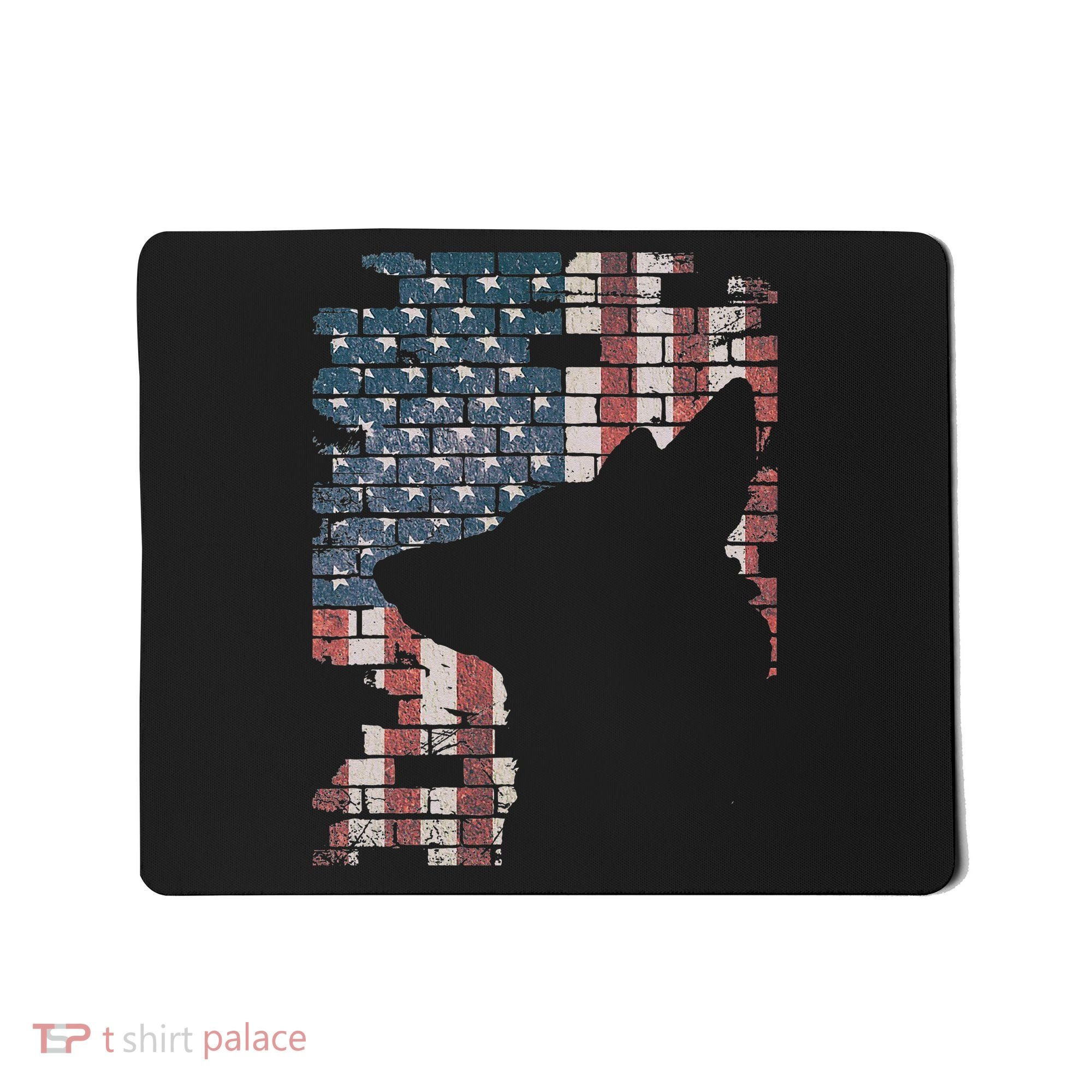 Police Officer K9 Dog Shep PD American Flag Silhouette Print Mousepad