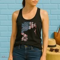 Police Officer K9 Dog Shep PD American Flag Silhouette Print Women's Tank Top thumb 2