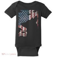 Police Officer K9 Dog Shep PD American Flag Silhouette Print Baby Bodysuit thumb 0