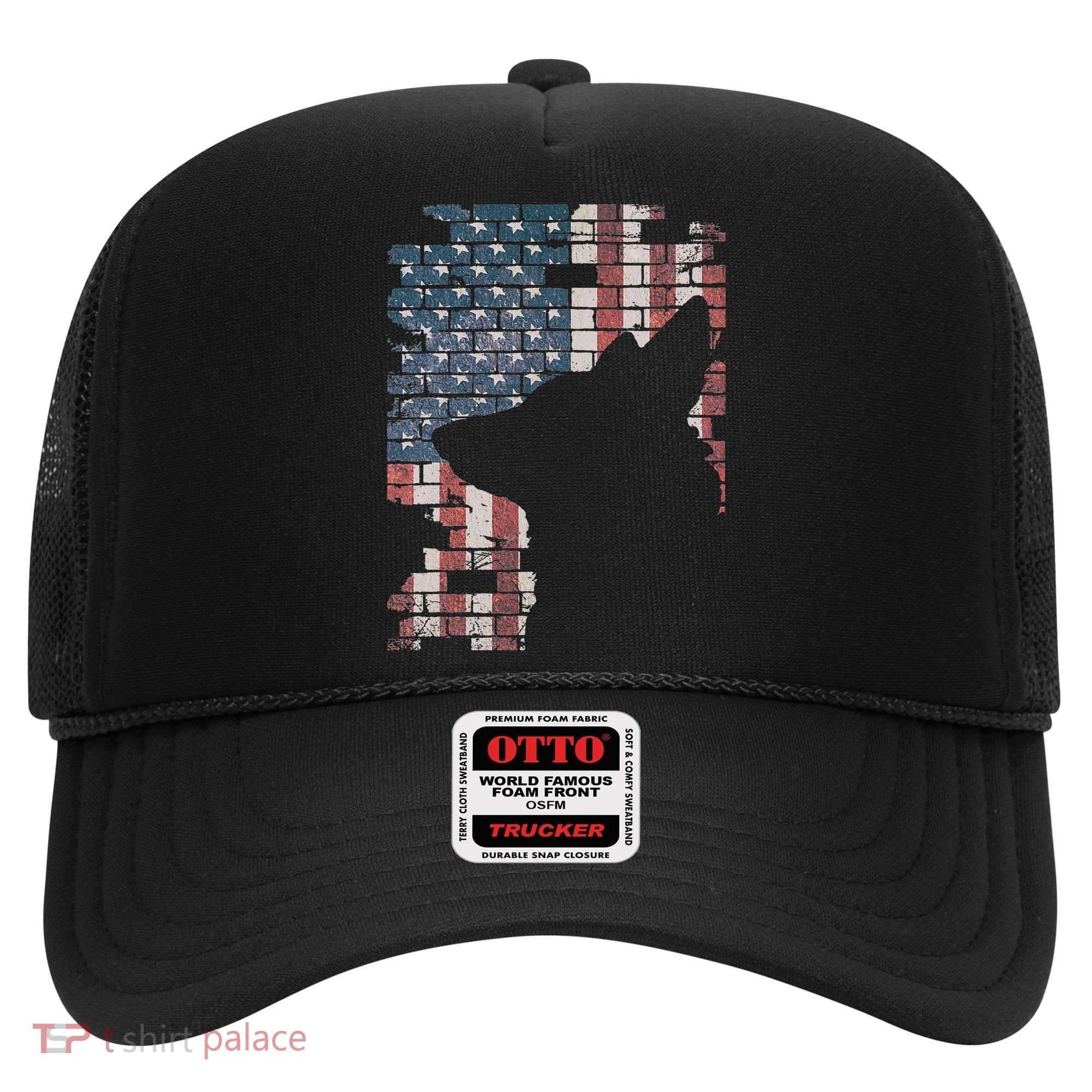 Police Officer K9 Dog Shep PD American Flag Silhouette Print Hat