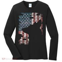 Police Officer K9 Dog Shep PD American Flag Silhouette Print Women's Long Sleeve Shirt thumb 0