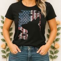 Police Officer K9 Dog Shep PD American Flag Silhouette Print Women's T-Shirt thumb 2