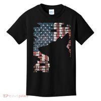 Police Officer K9 Dog Shep PD American Flag Silhouette Print Kids T-Shirt thumb 0