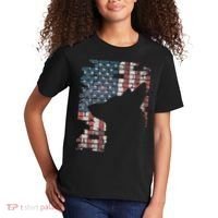 Police Officer K9 Dog Shep PD American Flag Silhouette Print Kids T-Shirt thumb 2