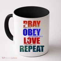 Pray Obey Love Repeat Christian Bible Quote Coffee Mug thumb 0