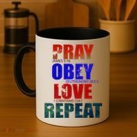Pray Obey Love Repeat Christian Bible Quote Coffee Mug thumb 4