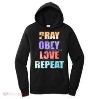 Pray Obey Love Repeat Christian Bible Quote Women's Hoodie thumb 0