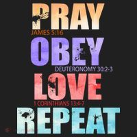 Pray Obey Love Repeat Christian Bible Quote Hat thumb 2