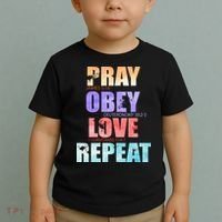 Pray Obey Love Repeat Christian Bible Quote Toddler T-Shirt thumb 2