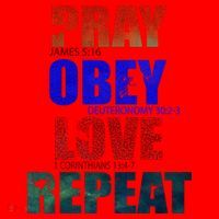 Pray Obey Love Repeat Christian Bible Quote Santa Hat thumb 1